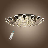 Modern Flower Crystal LED Flush Mount Ceiling Light Dimmable Chandelier for Living Room
