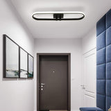 Modern Rounded Rectangle LED Flush Mount Ceiling Light Dimmable Black Fixture 28 Inch