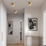 Minimalist Cylindrical LED Flush Mount Ceiling Light Copper Brass Gold Finish Downlight