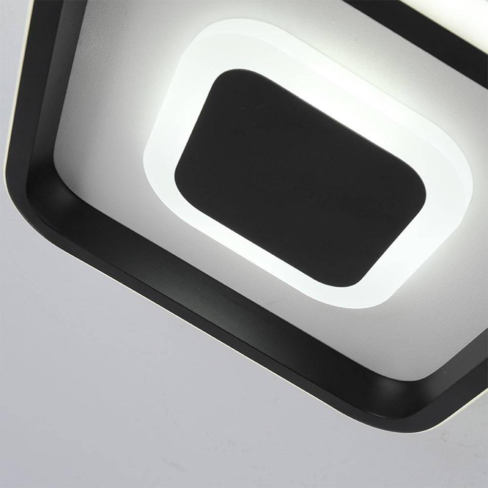Modern Black Dual Square LED Flush Mount Ceiling Light for Hallway and Kitchen
