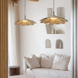 Hollyhock Wood LED Pendant Light Minimalist Wabi Sabi Hanging Ceiling Lamp for Modern Spaces