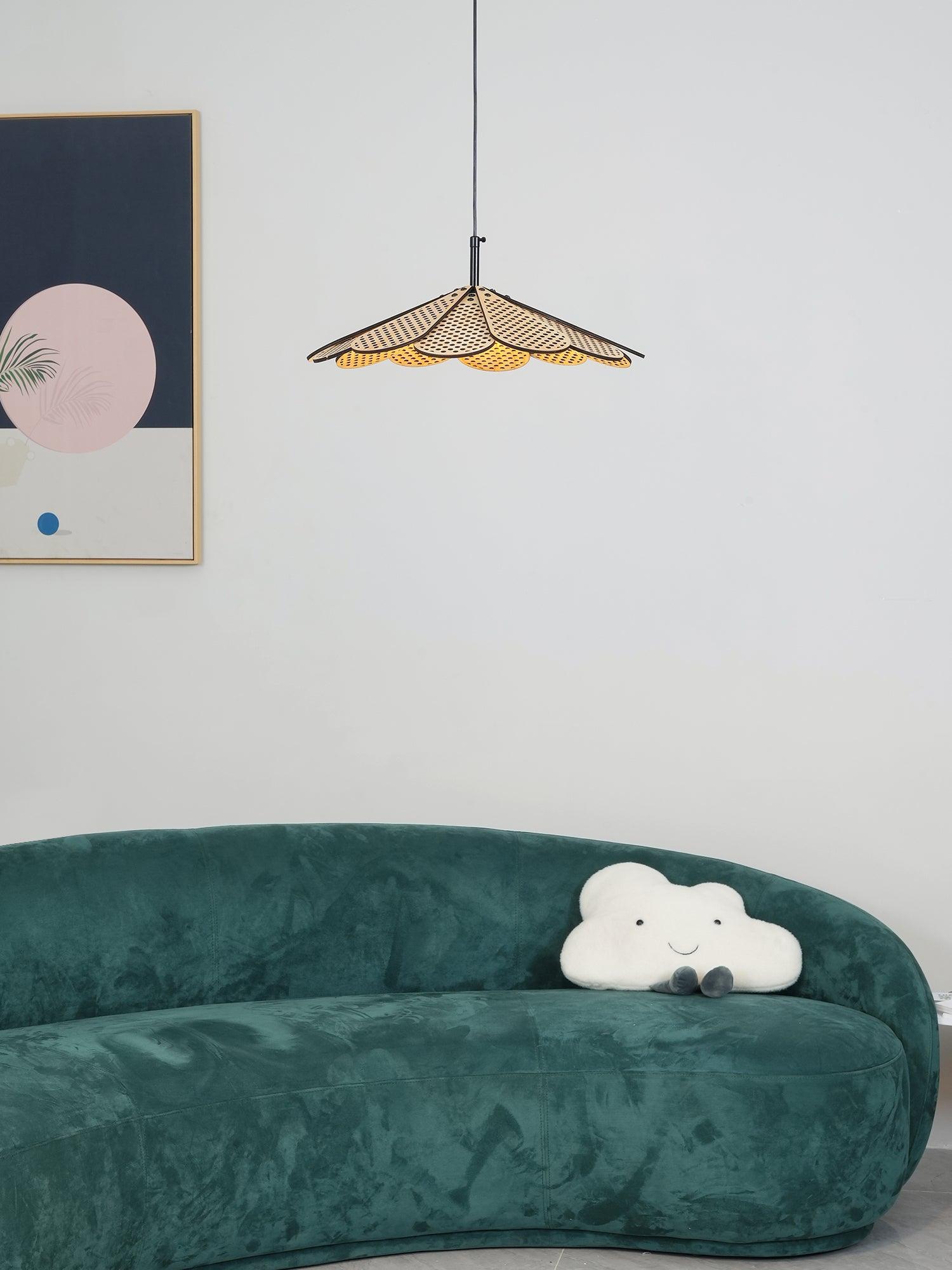 Hollyhock Wood LED Pendant Light Minimalist Wabi Sabi Hanging Ceiling Lamp for Modern Spaces