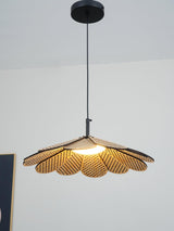 Hollyhock Wood LED Pendant Light Minimalist Wabi Sabi Hanging Ceiling Lamp for Modern Spaces