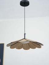Hollyhock Wood LED Pendant Light Minimalist Wabi Sabi Hanging Ceiling Lamp for Modern Spaces