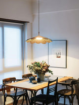 Hollyhock Wood LED Pendant Light Minimalist Wabi Sabi Hanging Ceiling Lamp for Modern Spaces