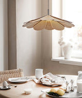 Hollyhock Wood LED Pendant Light Minimalist Wabi Sabi Hanging Ceiling Lamp for Modern Spaces