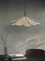 Hollyhock Wood LED Pendant Light Minimalist Wabi Sabi Hanging Ceiling Lamp for Modern Spaces