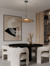 Hollyhock Wood LED Pendant Light Minimalist Wabi Sabi Hanging Ceiling Lamp for Modern Spaces