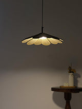 Hollyhock Wood LED Pendant Light Minimalist Wabi Sabi Hanging Ceiling Lamp for Modern Spaces