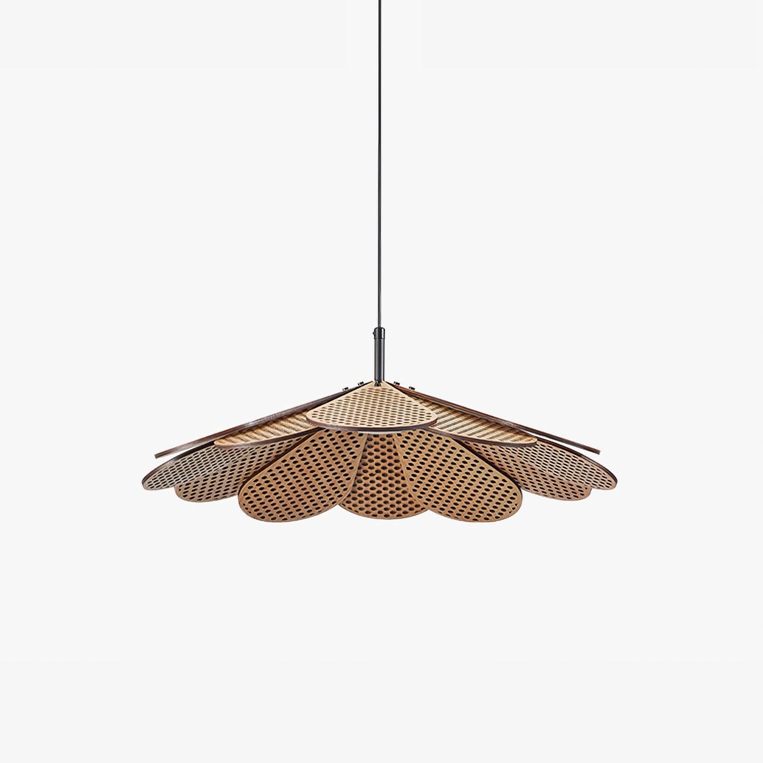 Hollyhock Wood LED Pendant Light Minimalist Wabi Sabi Hanging Ceiling Lamp for Modern Spaces