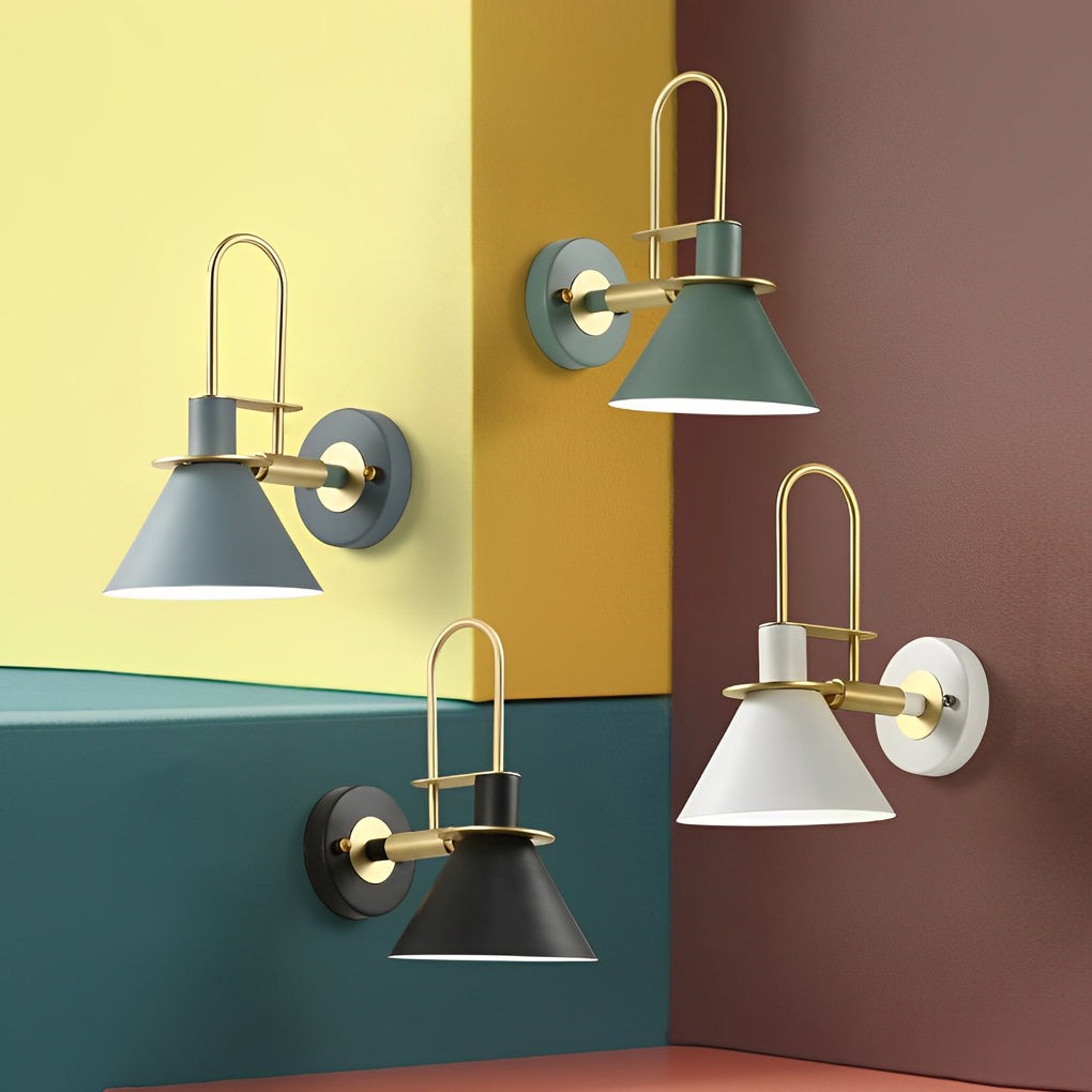 Horn Shape Minimalist Iron Wall Sconce Modern Industrial Metal Wall Lamp for Living Room