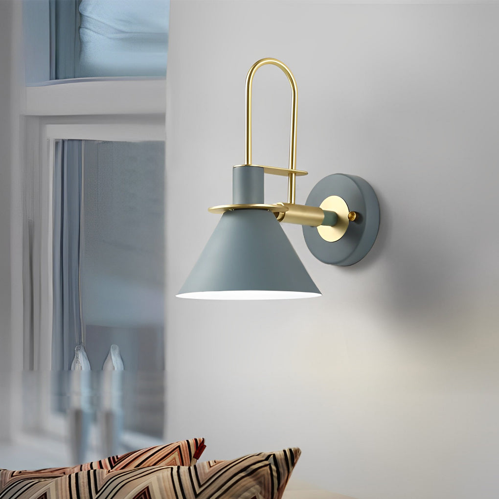Horn Shape Minimalist Iron Wall Sconce Modern Industrial Metal Wall Lamp for Living Room