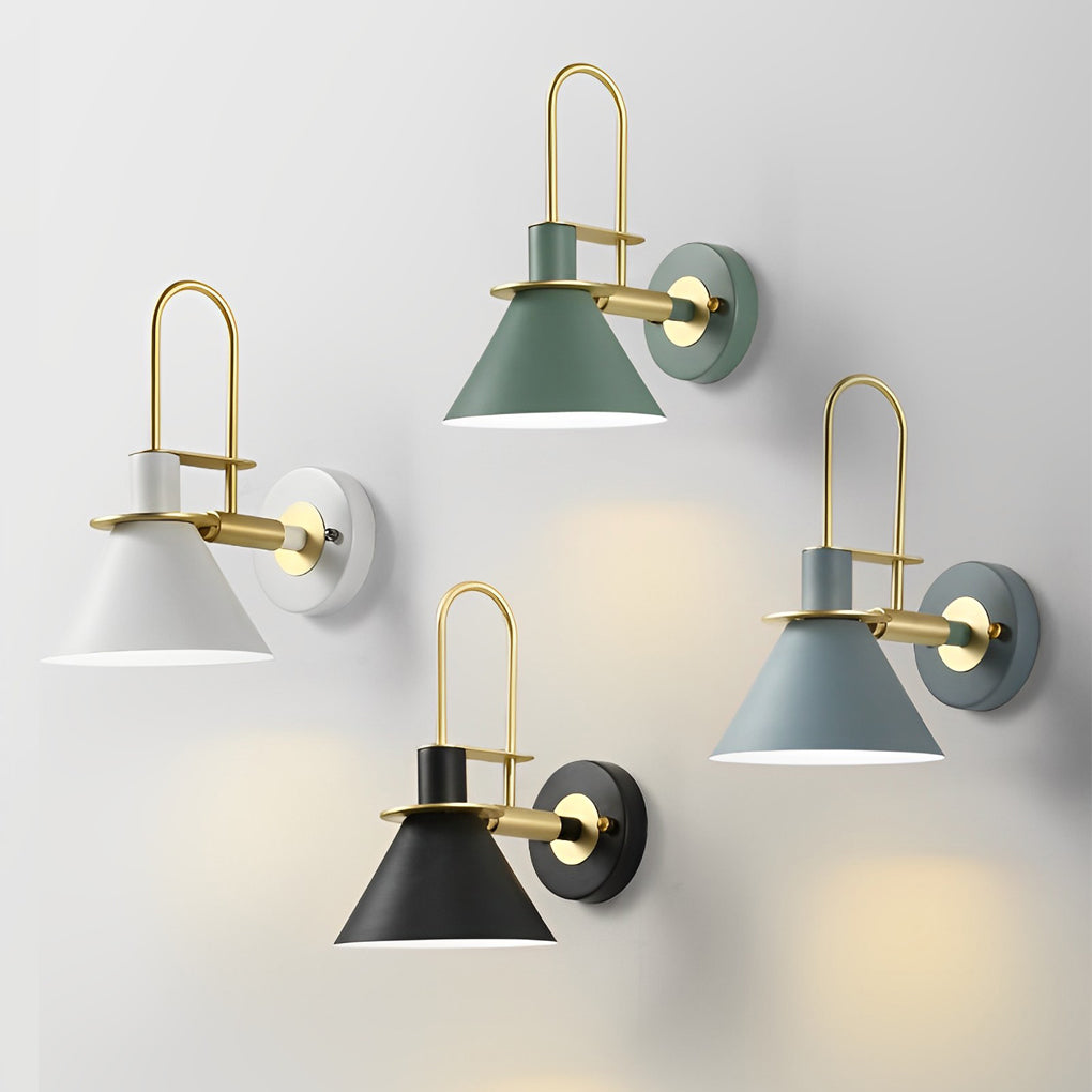 Horn Shape Minimalist Iron Wall Sconce Modern Industrial Metal Wall Lamp for Living Room