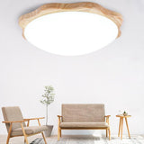 Modern Wave Design Minimalist LED Flush Mount Ceiling Light Nordic Wood Fixture