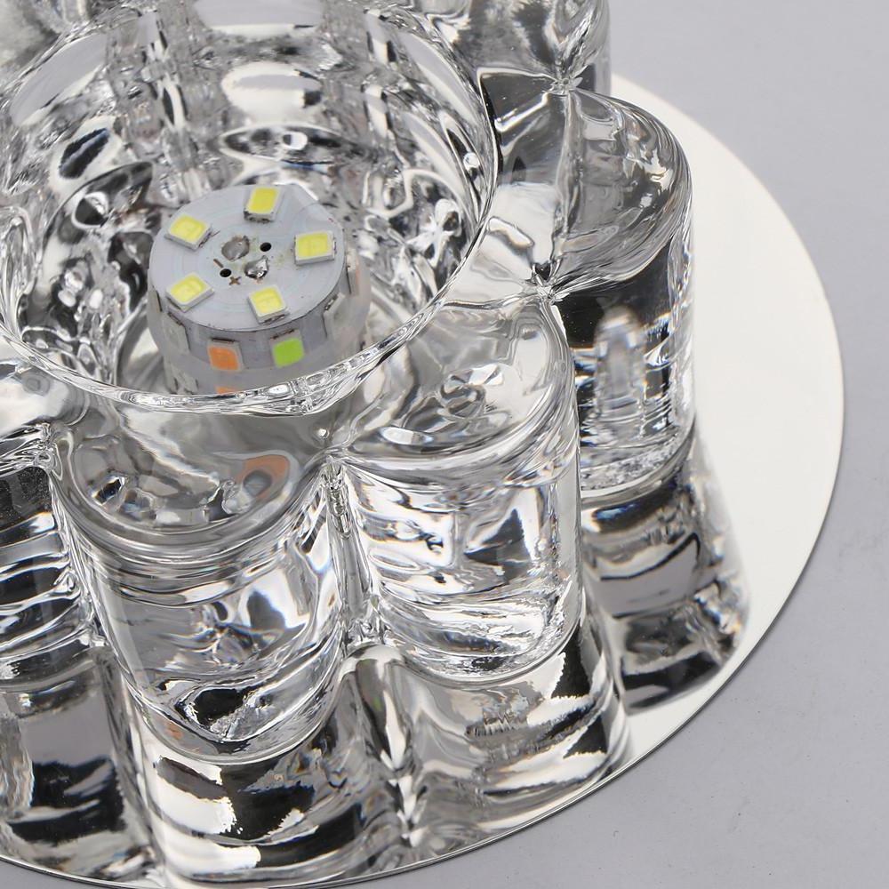 Modern Geometric Crystal Floral LED Flush Mount Ceiling Light for Hallway with RGB Multi Color Effects