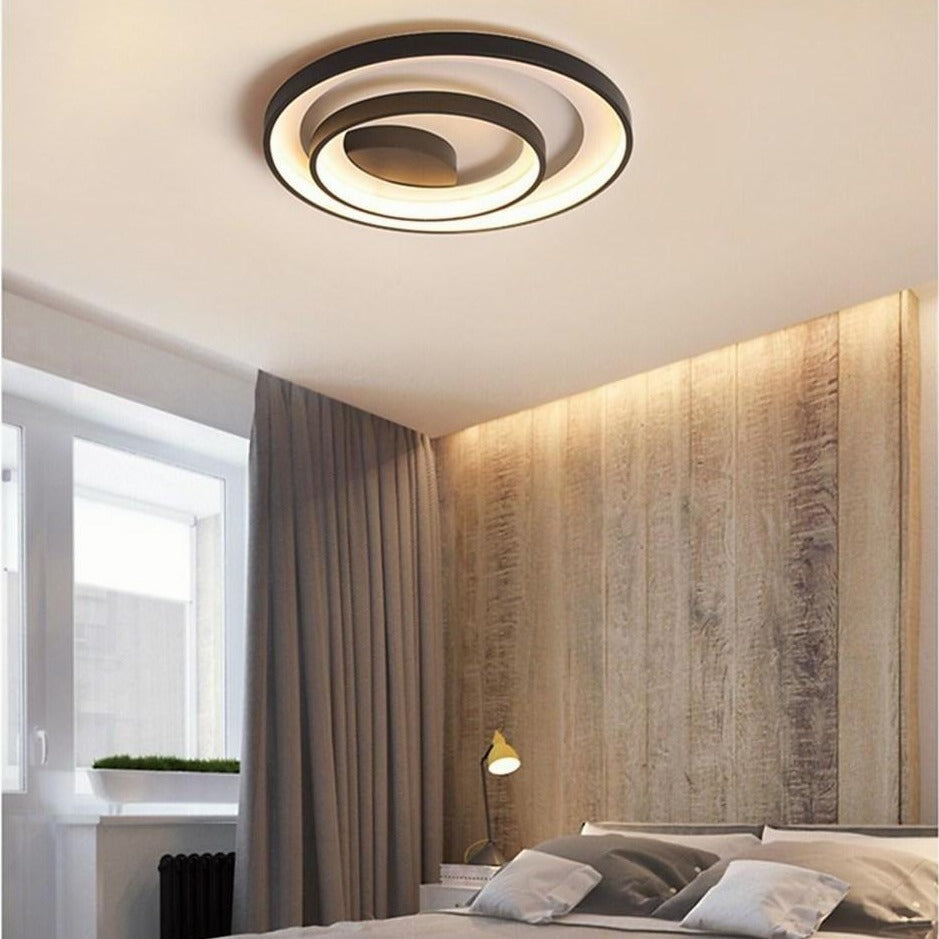 Modern Geometric 2 Ring LED Semi Flush Mount Ceiling Light Fixture for Bedroom and Living Room