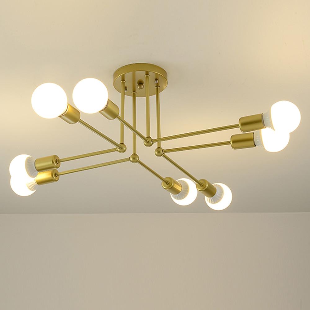 Modern 8 Light Linear Gold Flush Mount Metal Ceiling Light for Contemporary Home Decor