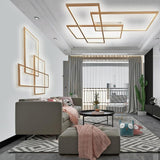 Modern Rectangular Three Tier LED Flush Mount Ceiling Light with Integrated Central Panel