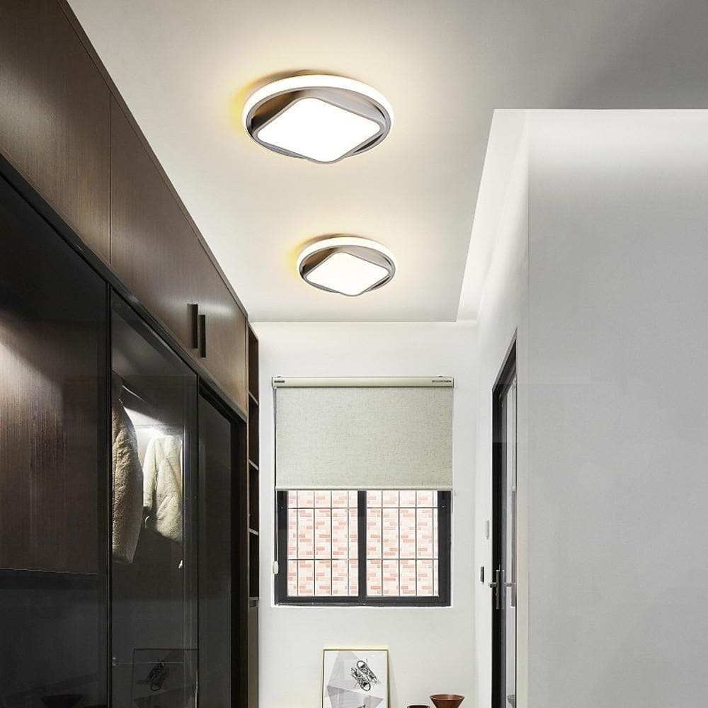 Modern Geometric LED Flush Mount Ceiling Light Square and Round Metal Cluster Lighting