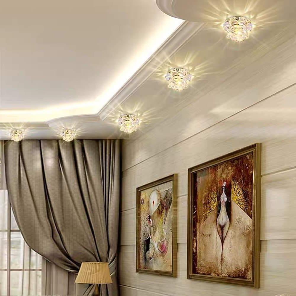 Modern Flower Design LED Flush Mount Ceiling Light with Electroplated Glass and RGB Multi Color Lighting