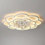 Flower Shaped LED Ceiling Light Flush Mount Fixture with Crystal Pendants for Bedroom Living Room