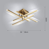 Modern Geometric Rectangular LED Flush Mount Ceiling Light for Living Room and Dining Area