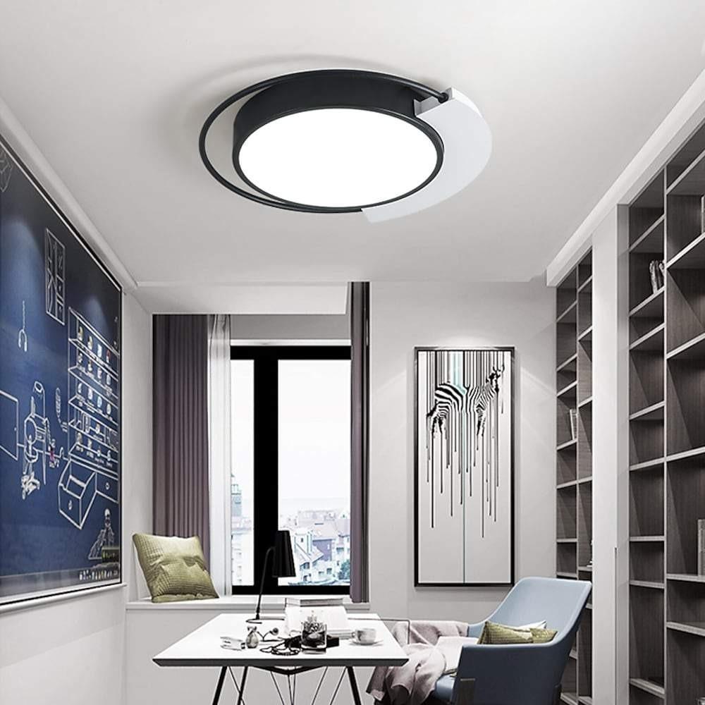 Modern LED Flush Mount Ceiling Light Round Aluminum 18 Inch Low Profile Fixture for Bedroom