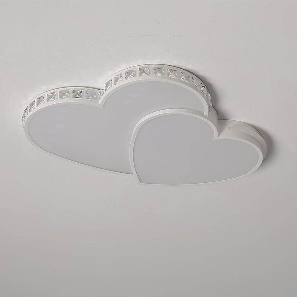 Romantic Gold Double Heart LED Flush Mount Ceiling Light Dimmable Fixture for Bedrooms