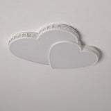 Romantic Gold Double Heart LED Flush Mount Ceiling Light Dimmable Fixture for Bedrooms