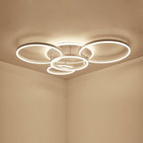 Modern 4 Ring LED Flush Mount Ceiling Light Dimmable Lighting Fixture with Remote Control
