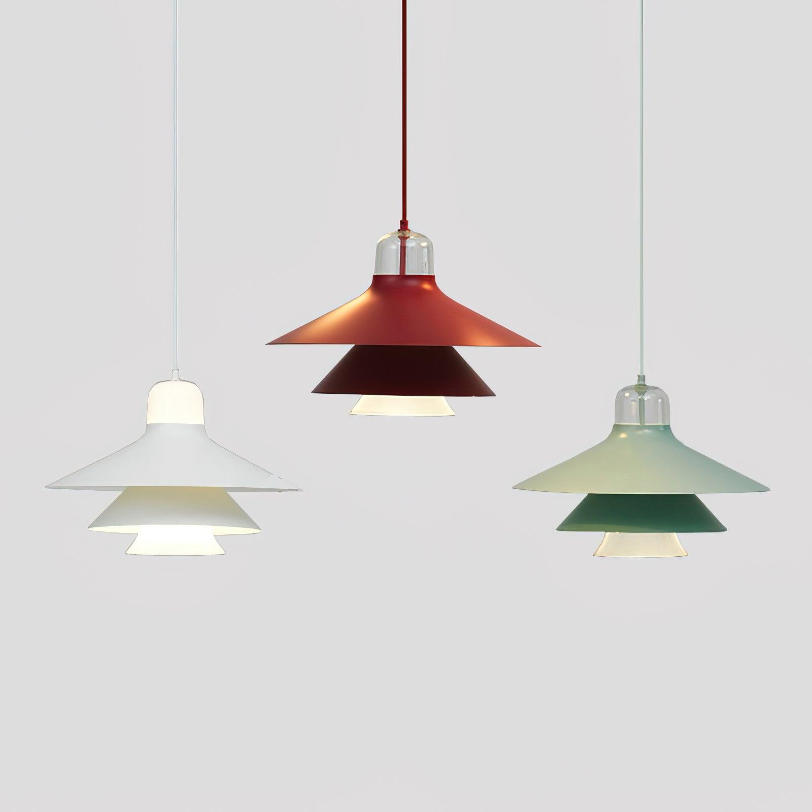 Ikono Style Aluminum Pendant Light with Glass Diffuser and Dual Shade Design for Modern Interior Decor