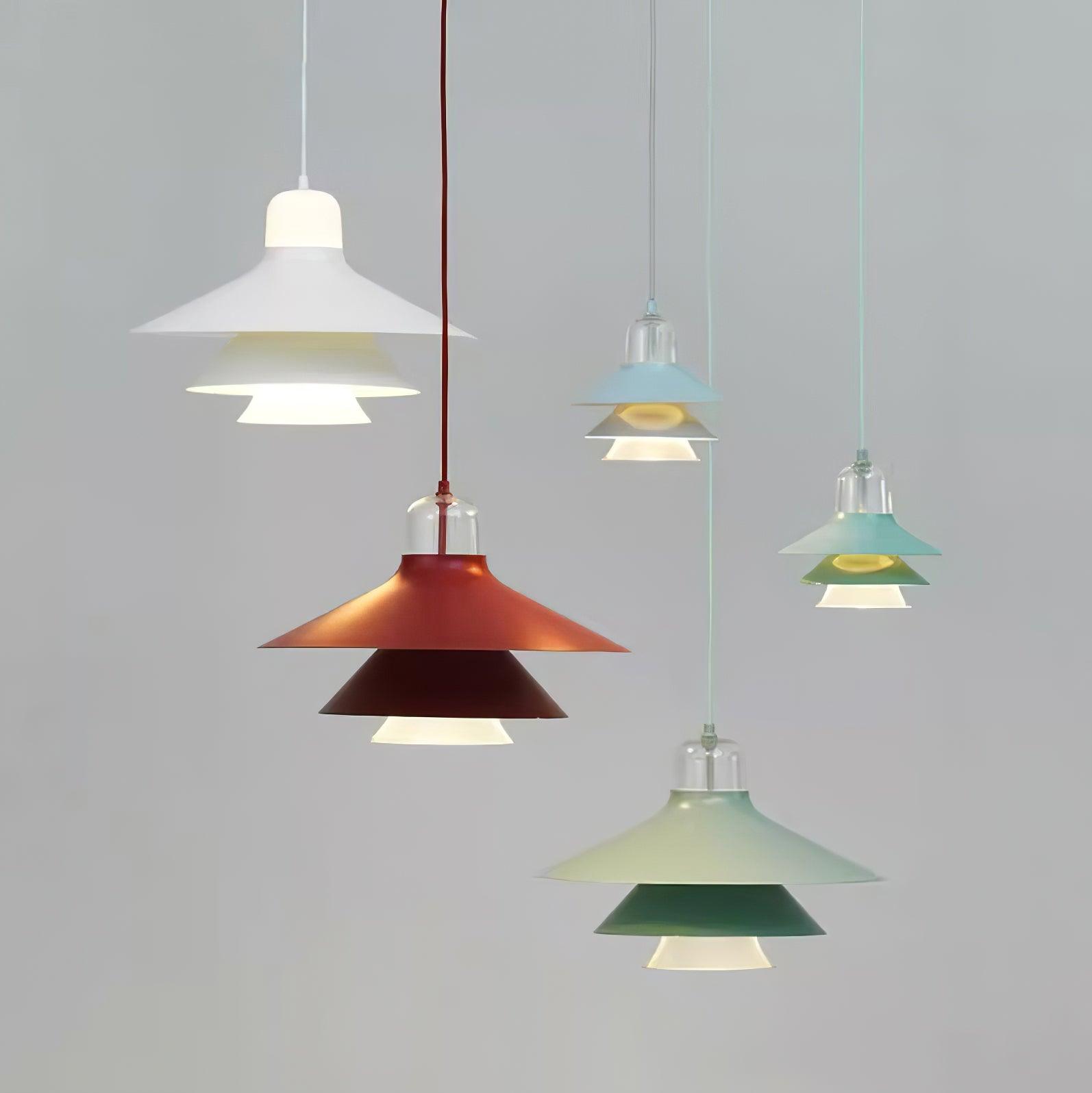 Ikono Style Aluminum Pendant Light with Glass Diffuser and Dual Shade Design for Modern Interior Decor
