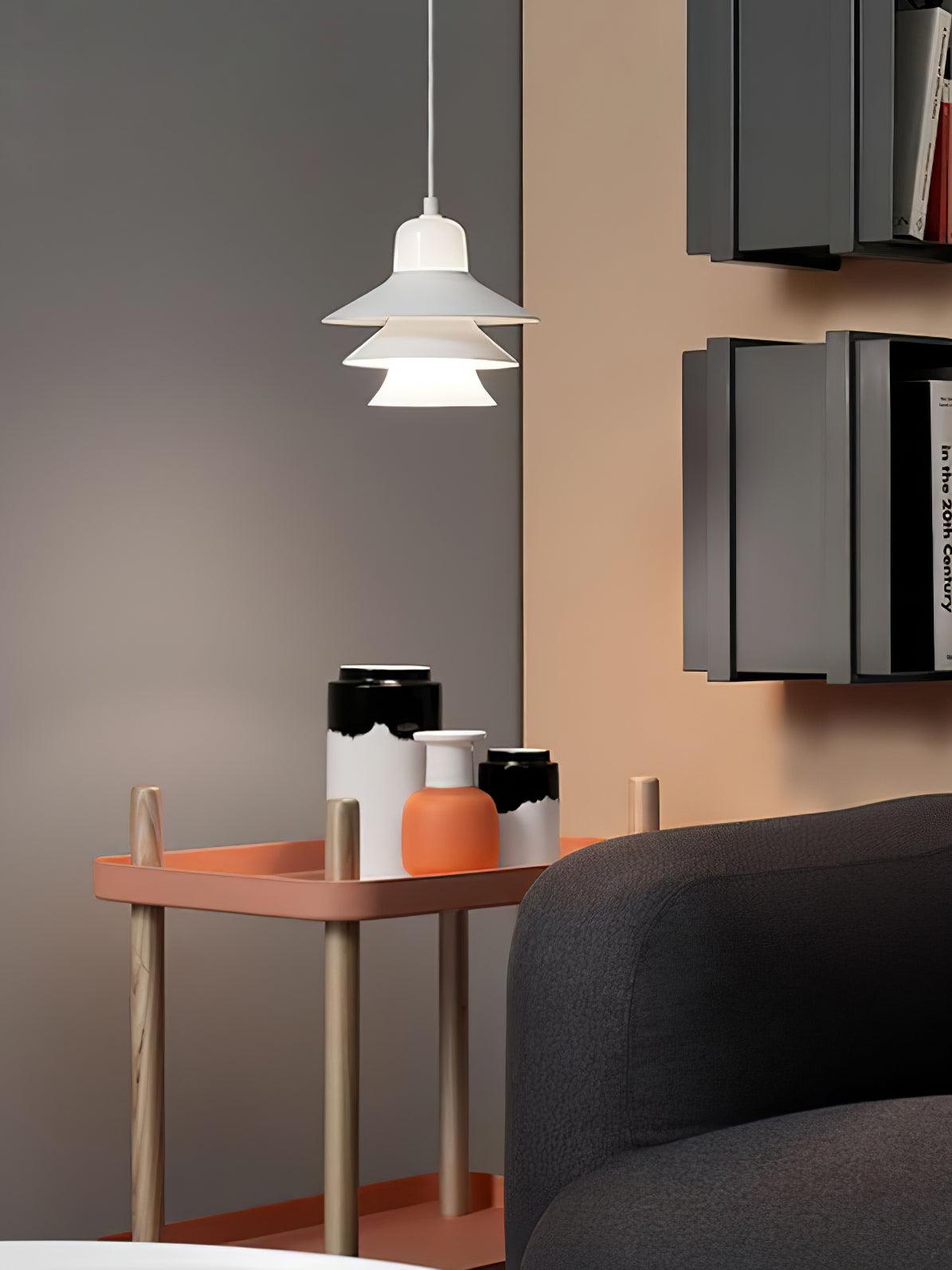 Ikono Style Aluminum Pendant Light with Glass Diffuser and Dual Shade Design for Modern Interior Decor