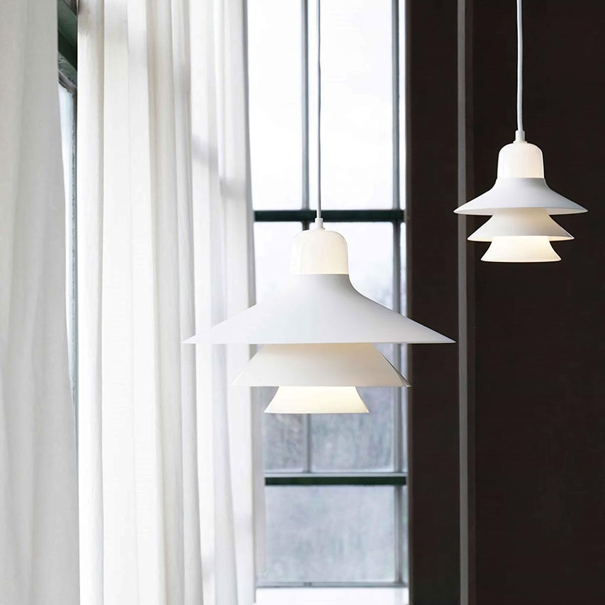 Ikono Style Aluminum Pendant Light with Glass Diffuser and Dual Shade Design for Modern Interior Decor