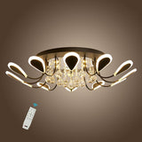 Modern Flower Petal Dimmable LED Crystal Flush Mount Ceiling Lamp