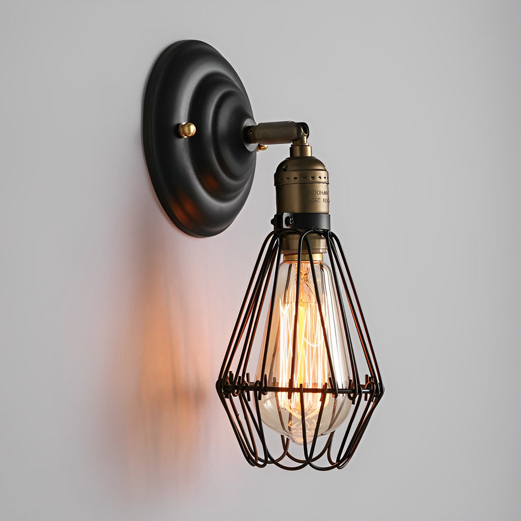 Industrial Adjustable Iron Wall Sconce Retro Black and Copper Finish Interior Light Fixture