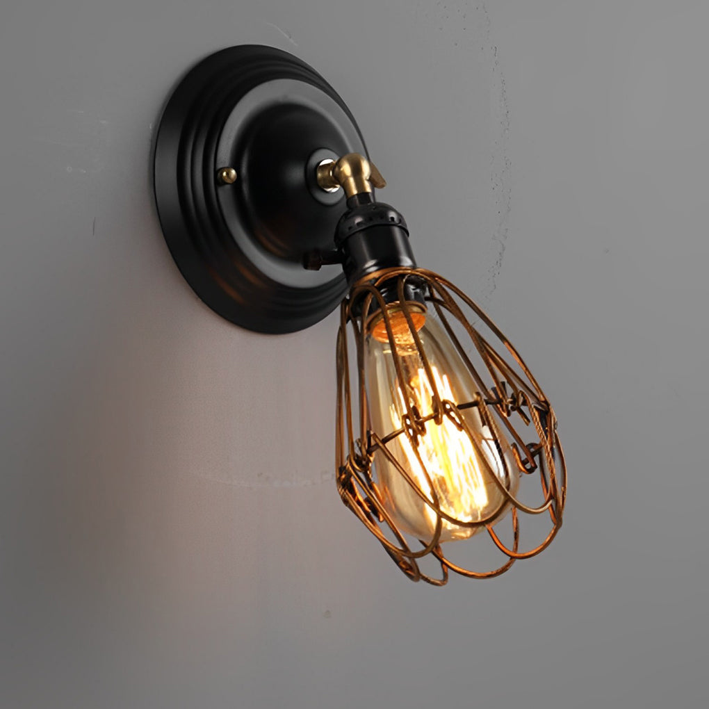 Industrial Adjustable Iron Wall Sconce Retro Black and Copper Finish Interior Light Fixture