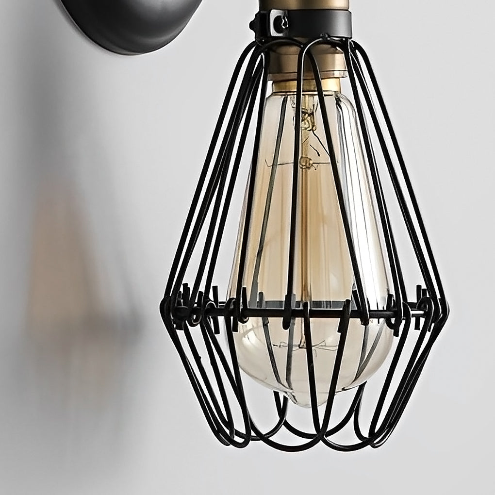 Industrial Adjustable Iron Wall Sconce Retro Black and Copper Finish Interior Light Fixture