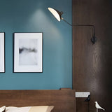 Industrial Adjustable Swing Arm Wall Sconce Metal Iron Long Arm Wall Lamp for Living Room and Bedroom