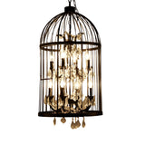 Industrial Birdcage Crystal Chandelier Vintage Iron Pendant Light for Dining Room