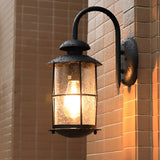 Industrial Black Iron and Glass Waterproof Outdoor Wall Sconce Exterior LED Lighting for Patio and Garden