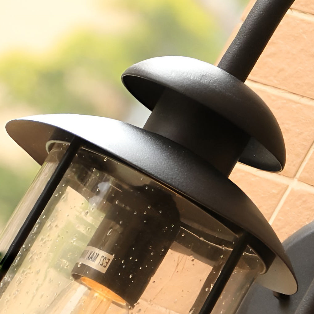 Industrial Black Iron and Glass Waterproof Outdoor Wall Sconce Exterior LED Lighting for Patio and Garden