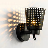 Industrial Black Iron Hollow Wall Sconce Adjustable Vintage Metal Plug In Wall Light