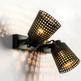 Industrial Black Iron Hollow Wall Sconce Adjustable Vintage Metal Plug In Wall Light