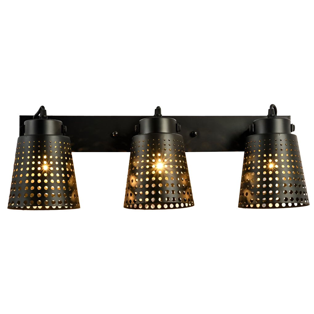 Industrial Black Iron Hollow Wall Sconce Adjustable Vintage Metal Plug In Wall Light