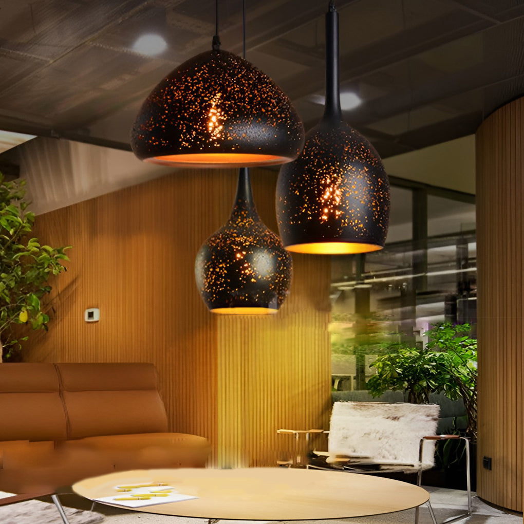 Industrial Black Iron Pendant Light Retro E27 Ceiling Hanging Lamp for Living Room Dining Office