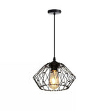 Industrial Black Wire Lantern Pendant Light for Kitchen Island Farmhouse Metal Cage Hanging Fixture