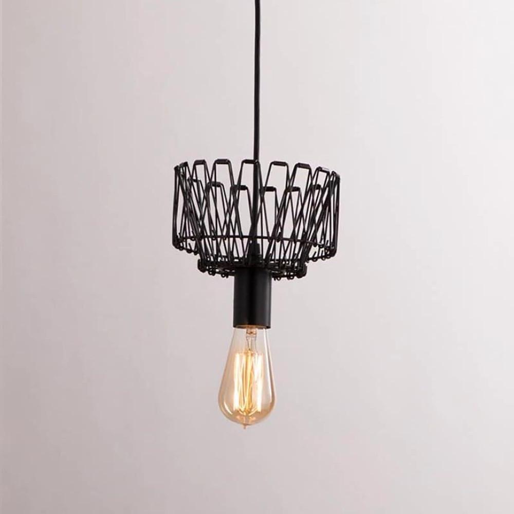 Industrial Black Wire Lantern Pendant Light for Kitchen Island Farmhouse Metal Cage Hanging Fixture