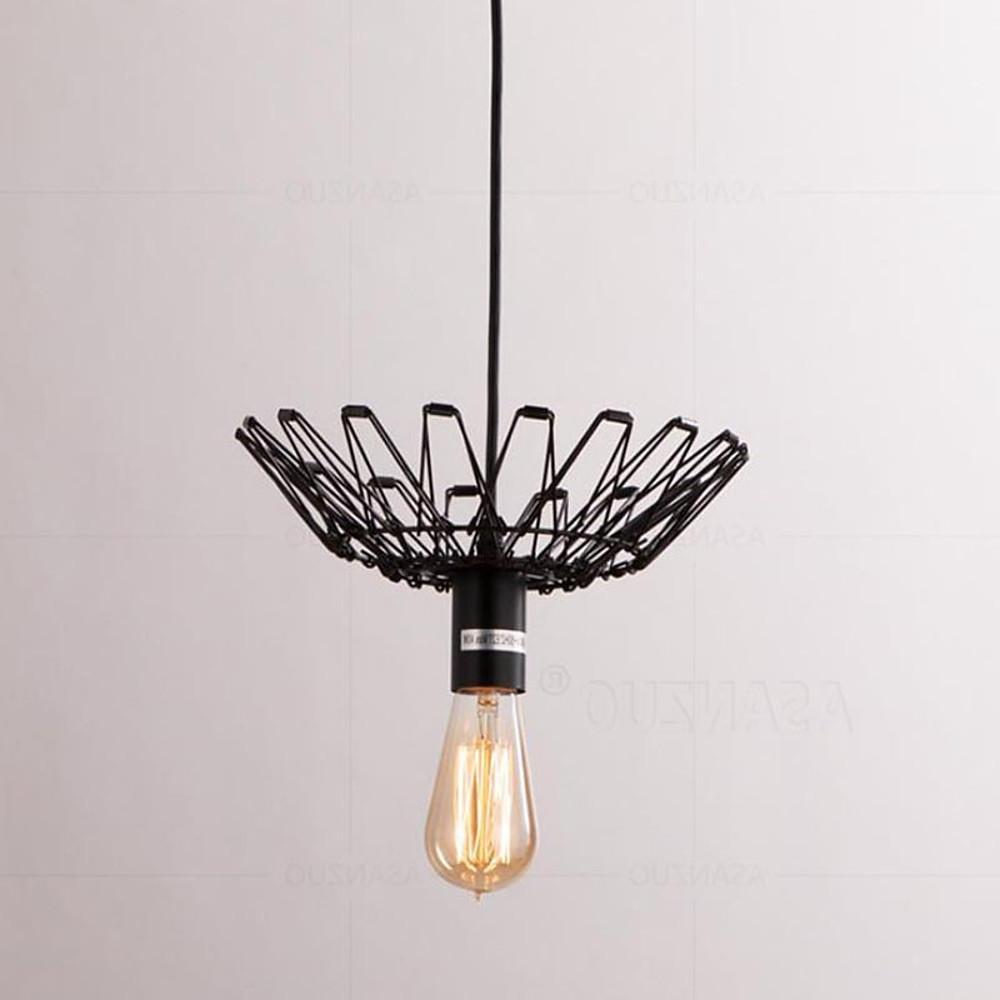 Industrial Black Wire Lantern Pendant Light for Kitchen Island Farmhouse Metal Cage Hanging Fixture
