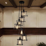 Industrial Black Wire Lantern Pendant Light Vintage Metal Cage Hanging Ceiling Fixture